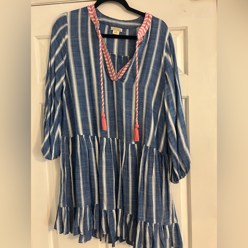 SHOSHANNA - Striped Tie Neck Dress - Small